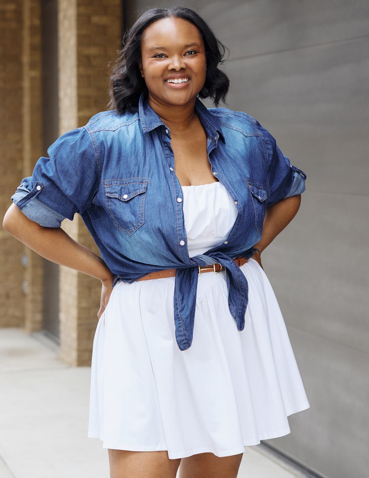 Kimberly Trubetskoy — white dress and denim medium shot — Lifestyle — Denver